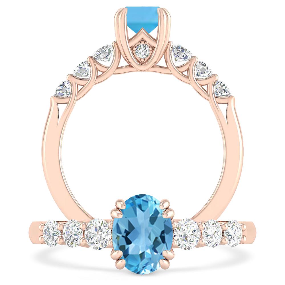 Rose Gold - Blue Topaz