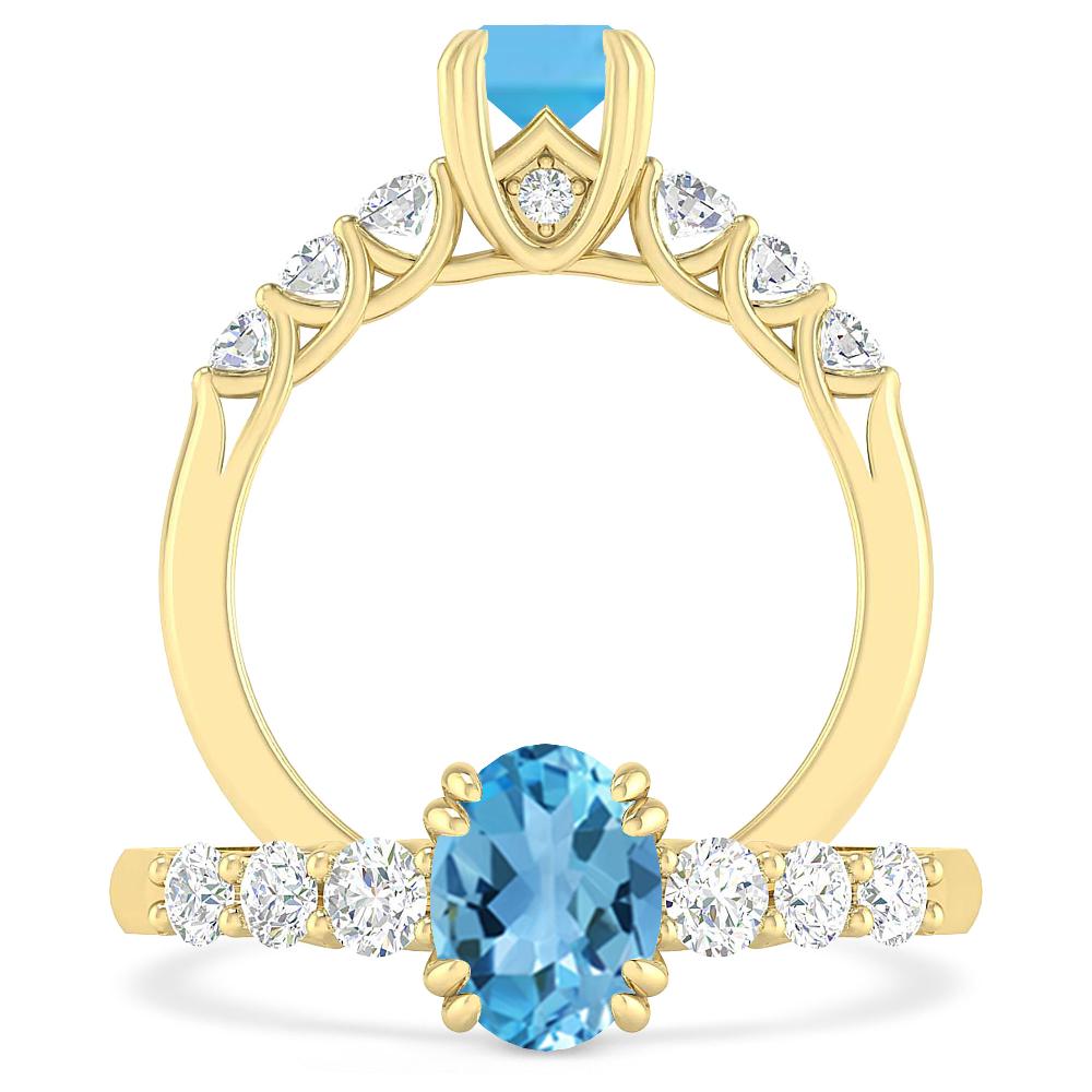 Yellow Gold - Blue Topaz