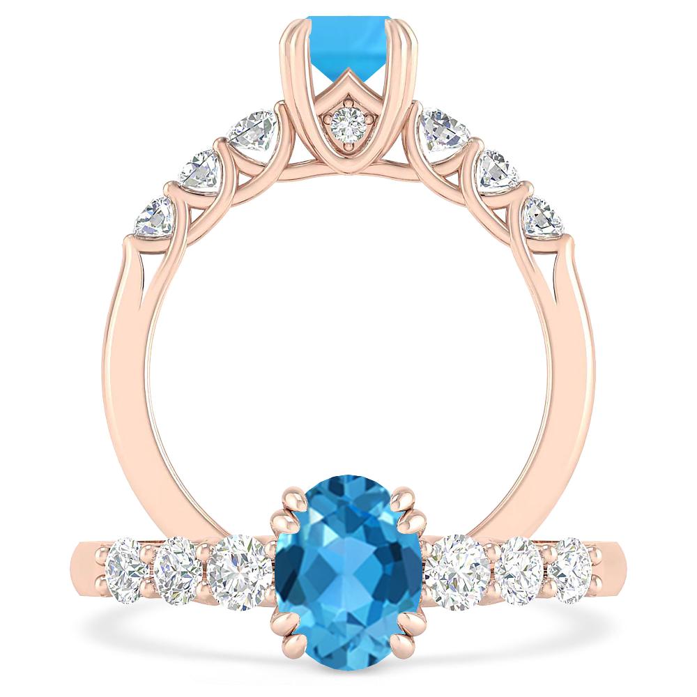 Rose Gold - Blue Topaz