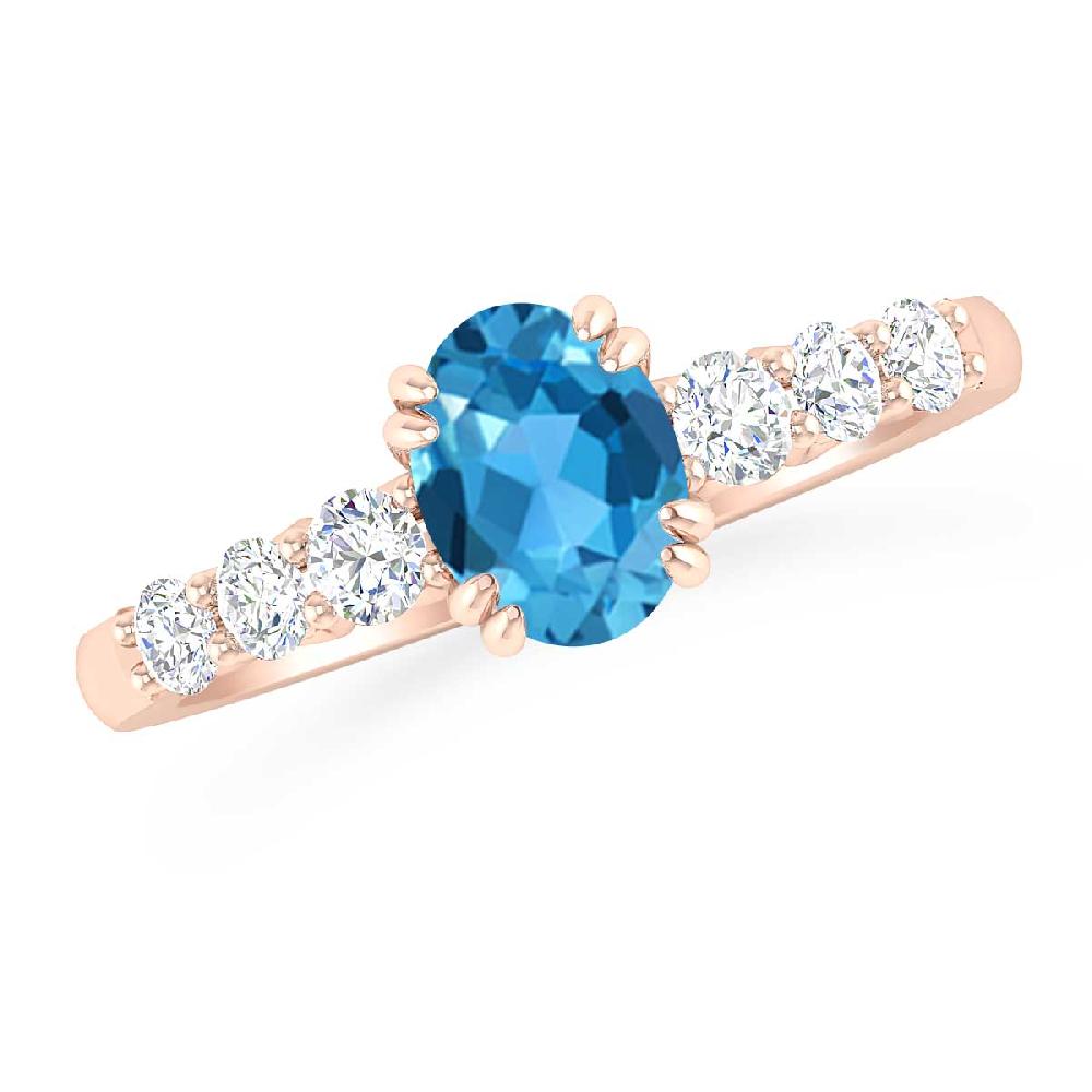 Rose Gold - Blue Topaz