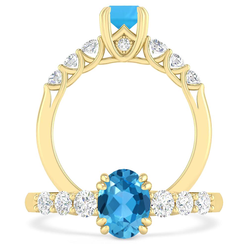 Yellow Gold - Blue Topaz