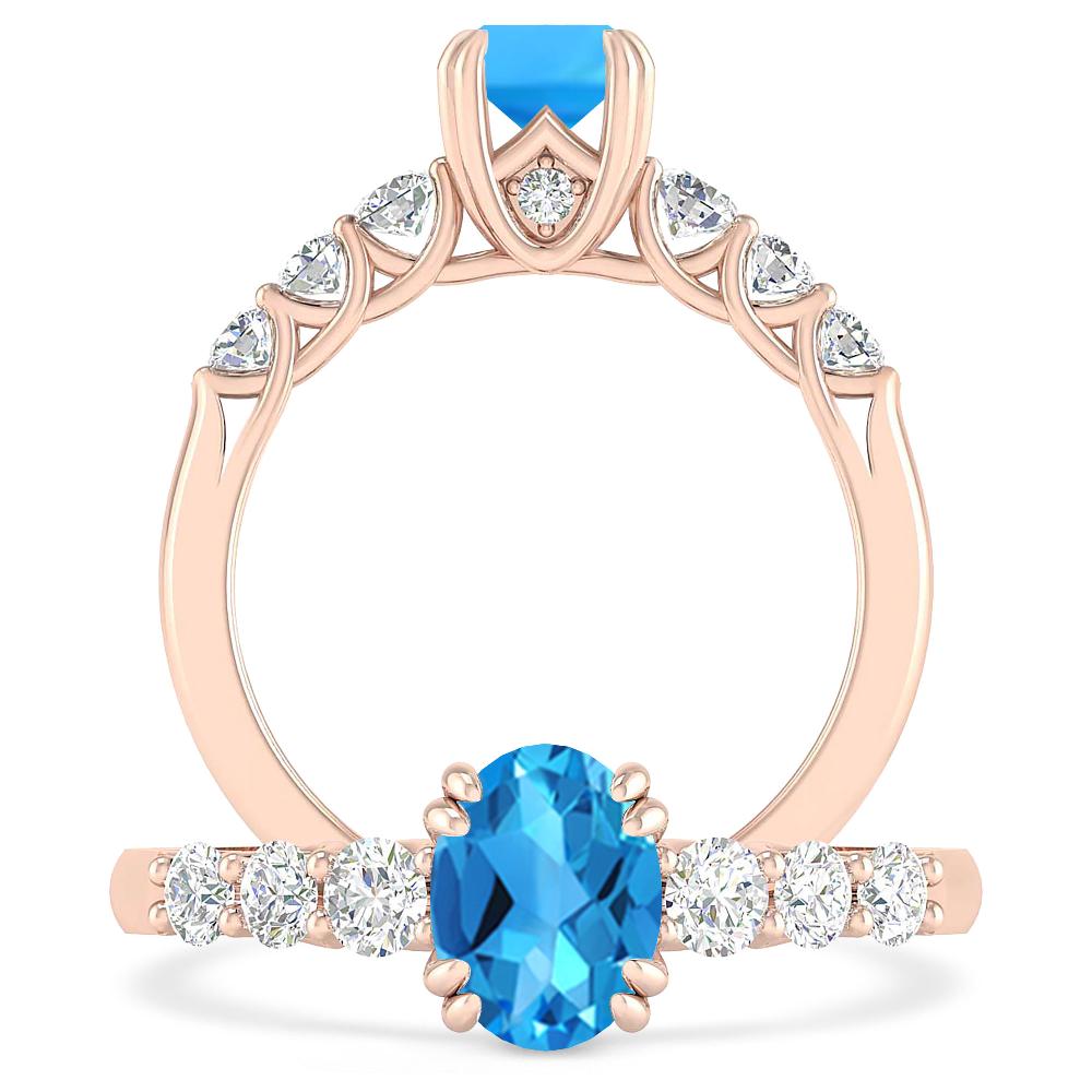 Rose Gold - Blue Topaz