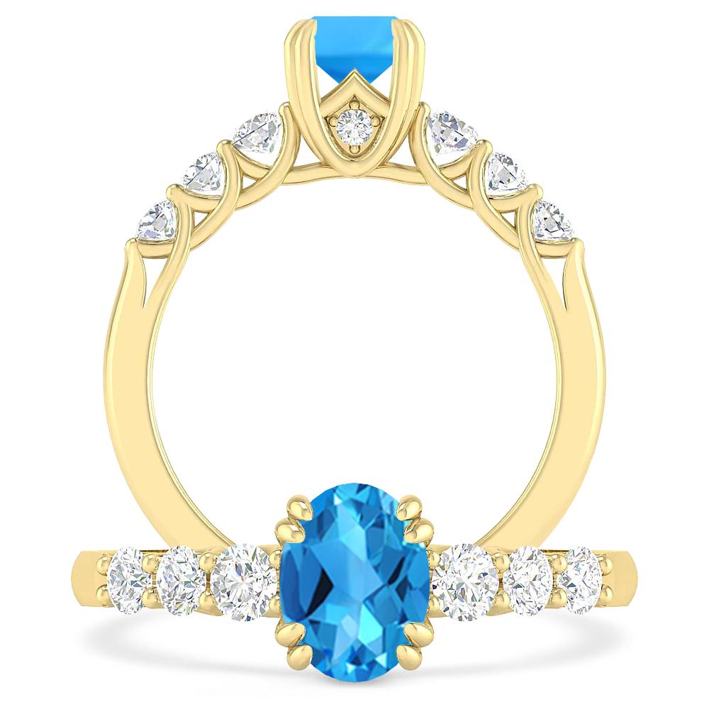 Yellow Gold - Blue Topaz