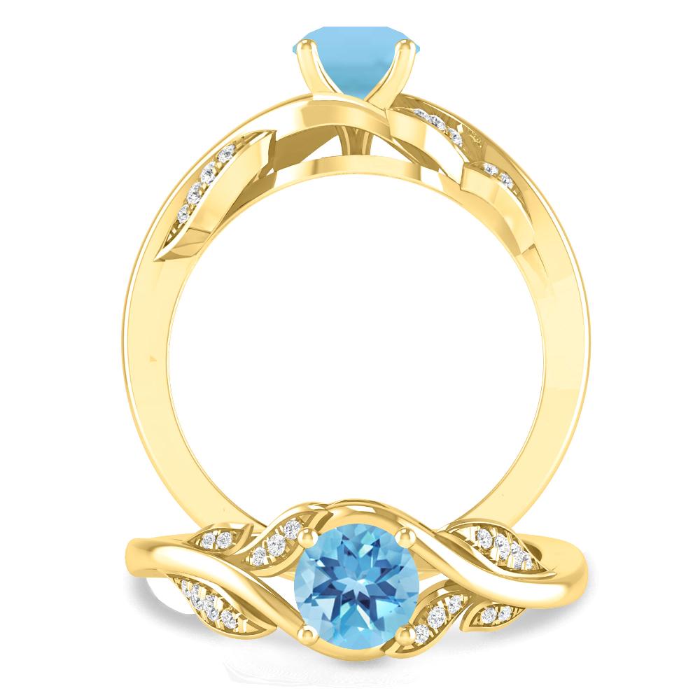 Yellow Gold - Blue Topaz