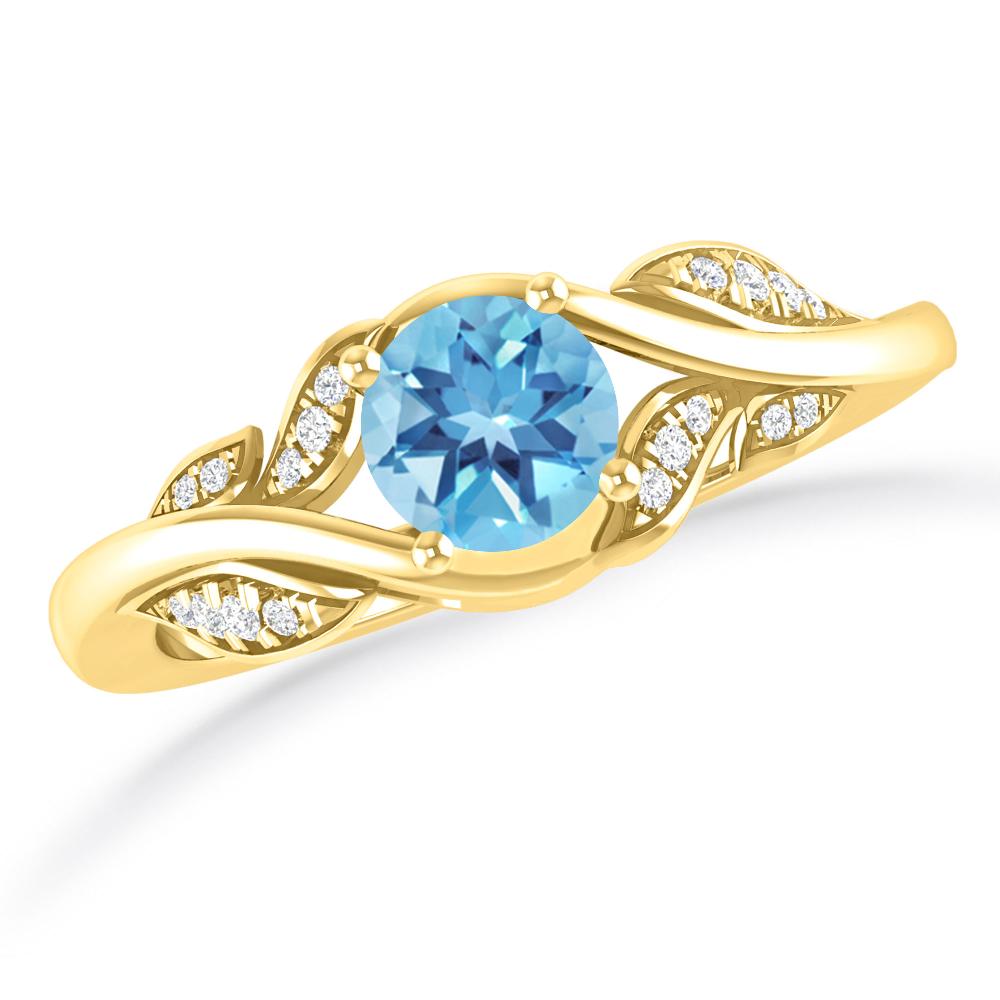 Yellow Gold - Blue Topaz