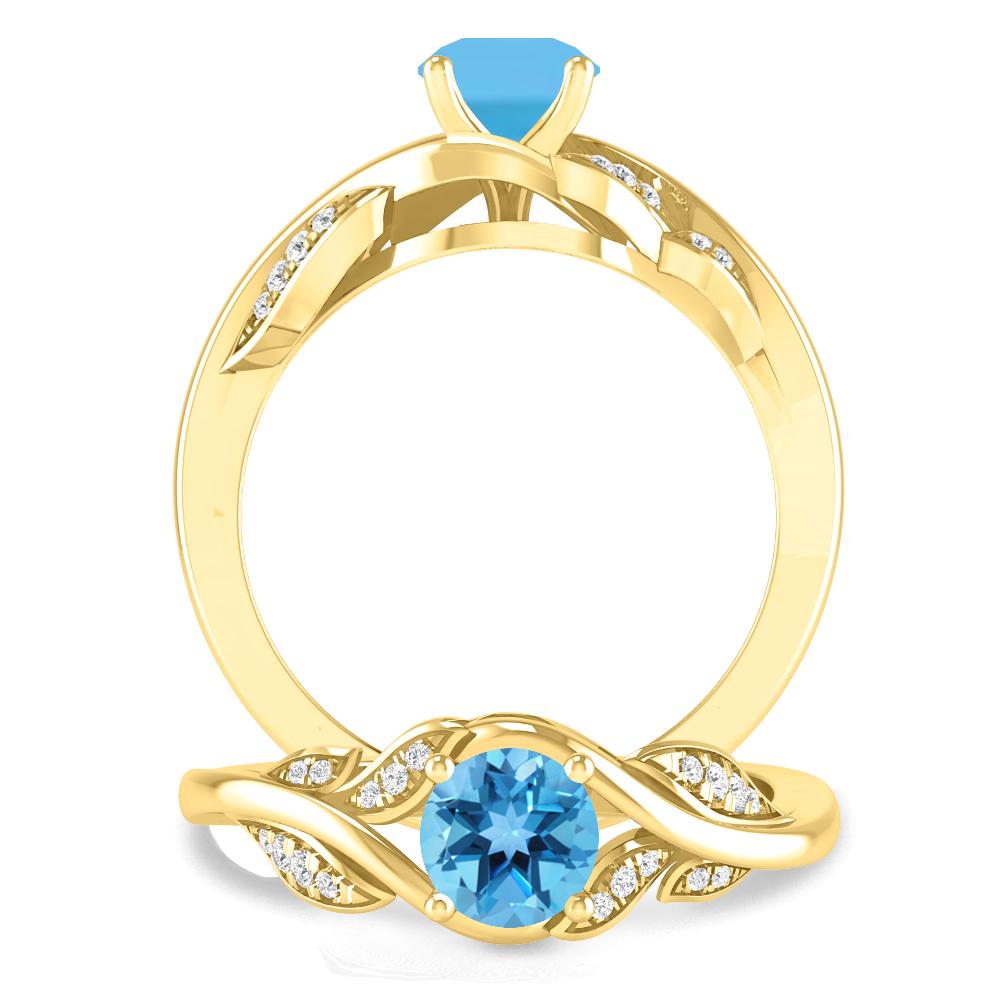 Yellow Gold - Blue Topaz