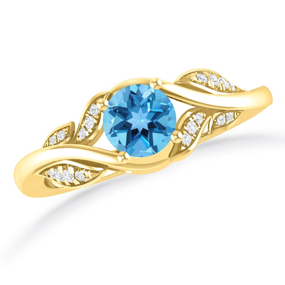 Yellow Gold - Blue Topaz