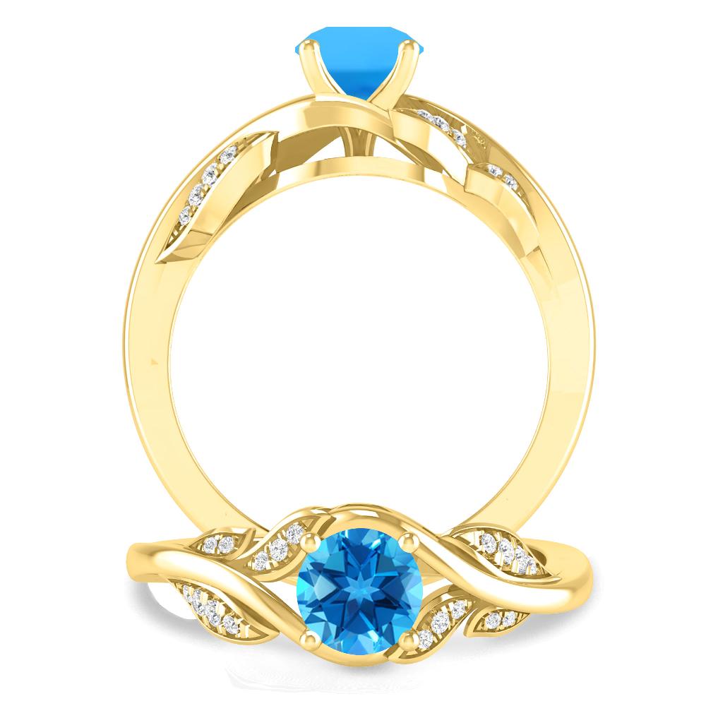 Yellow Gold - Blue Topaz