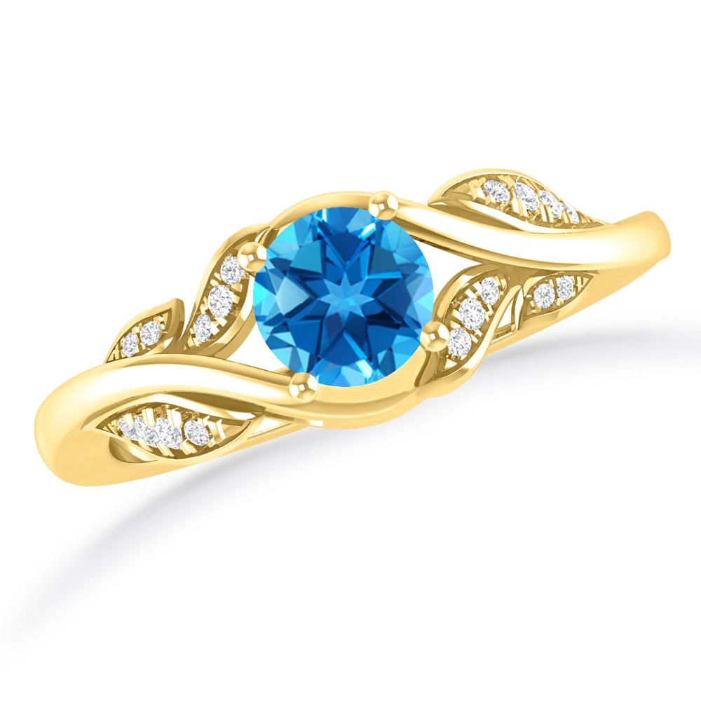 Yellow Gold - Blue Topaz