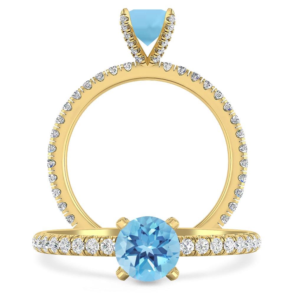 Yellow Gold - Blue Topaz