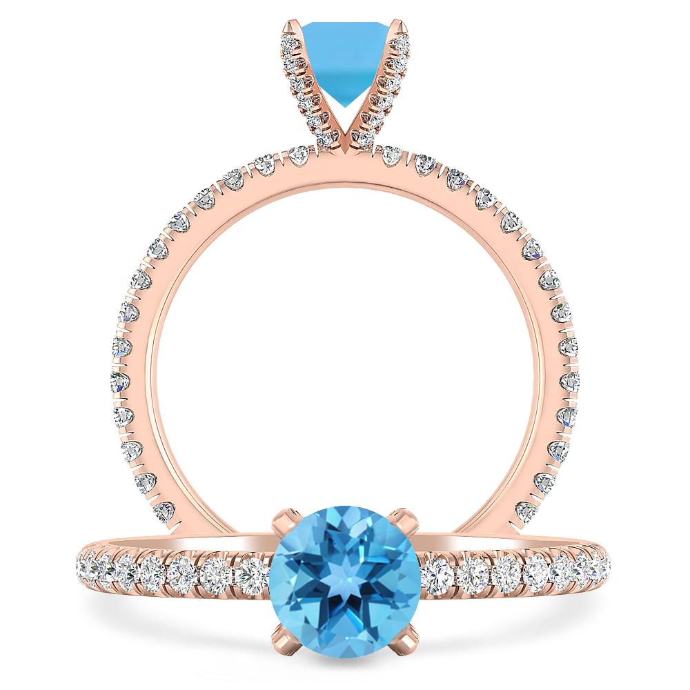 Rose Gold - Blue Topaz