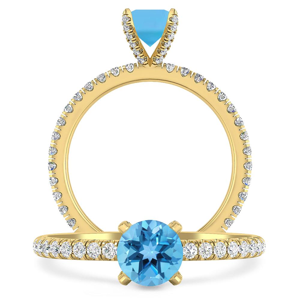 Yellow Gold - Blue Topaz