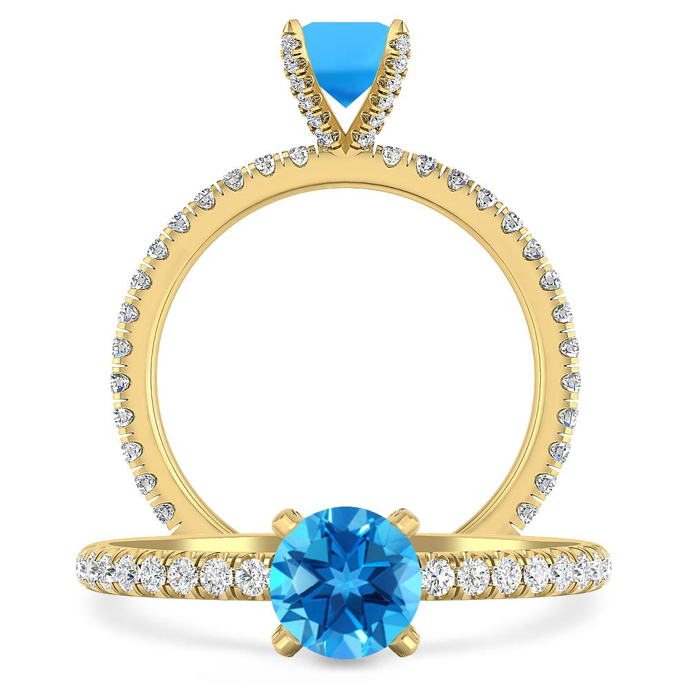 Yellow Gold - Blue Topaz