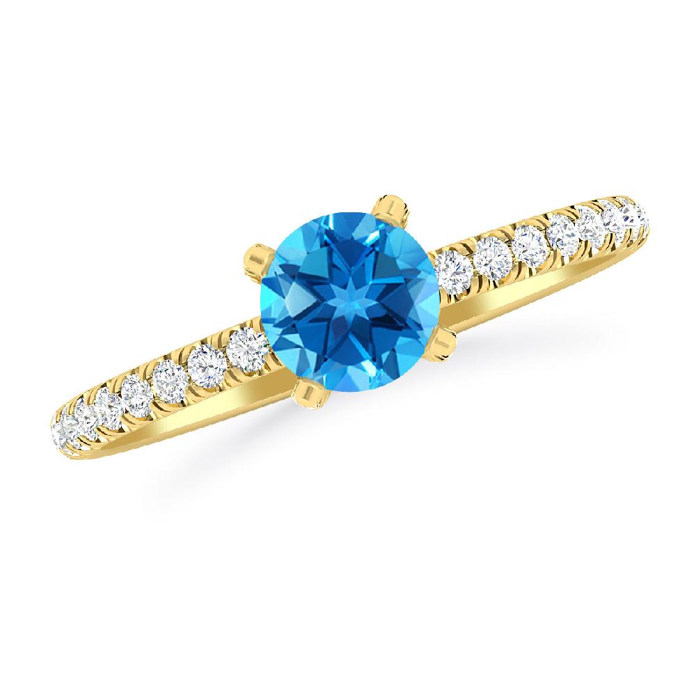 Yellow Gold - Blue Topaz