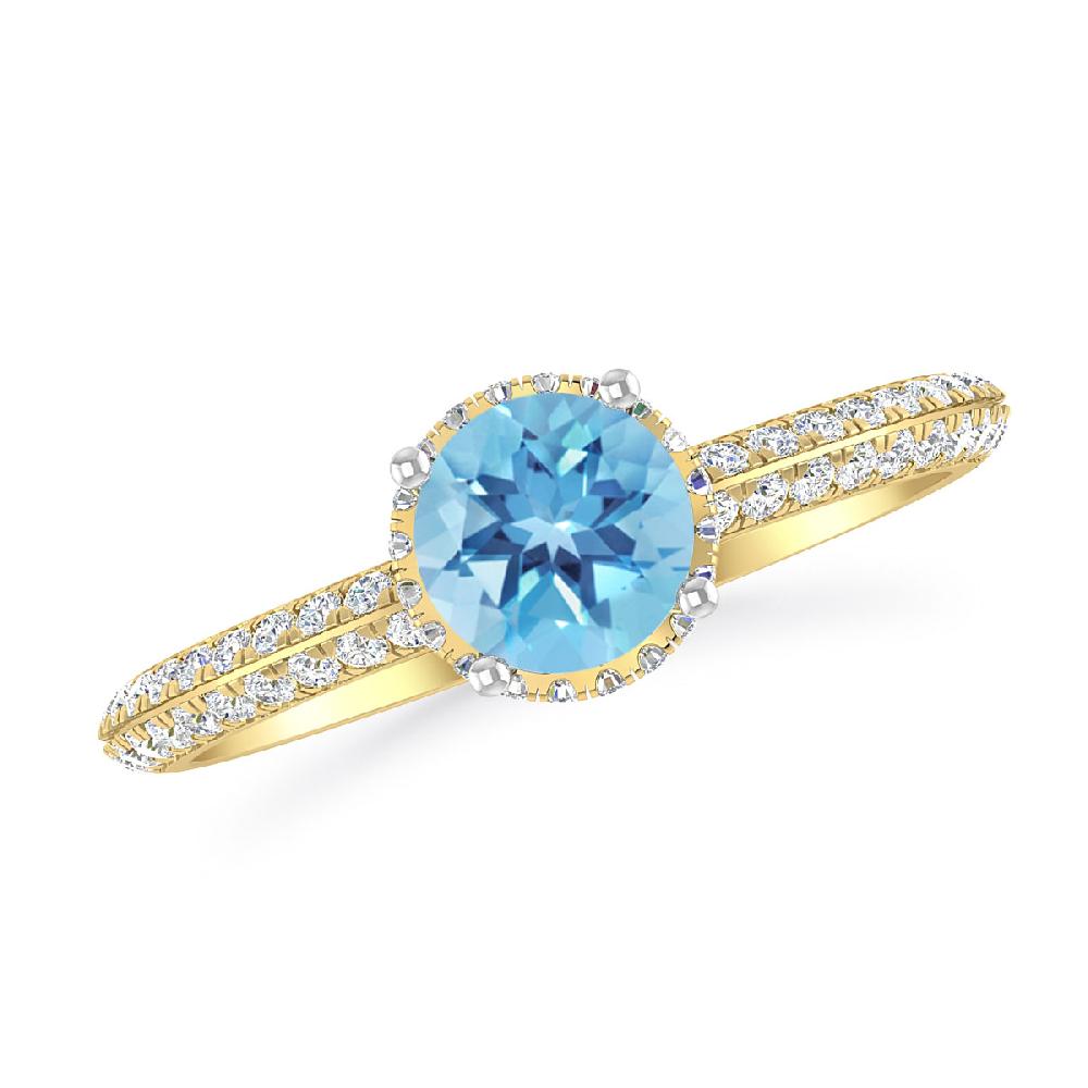 Yellow Gold - Blue Topaz