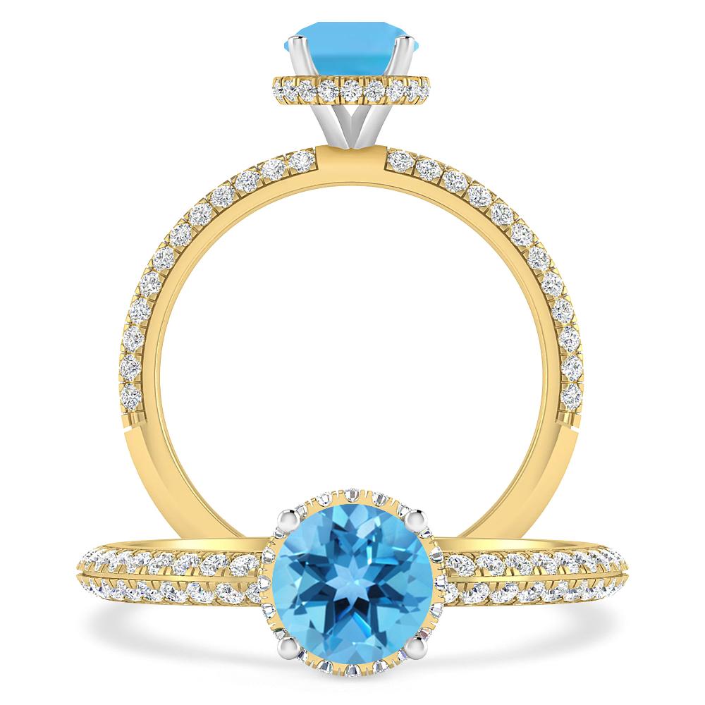 Yellow Gold - Blue Topaz