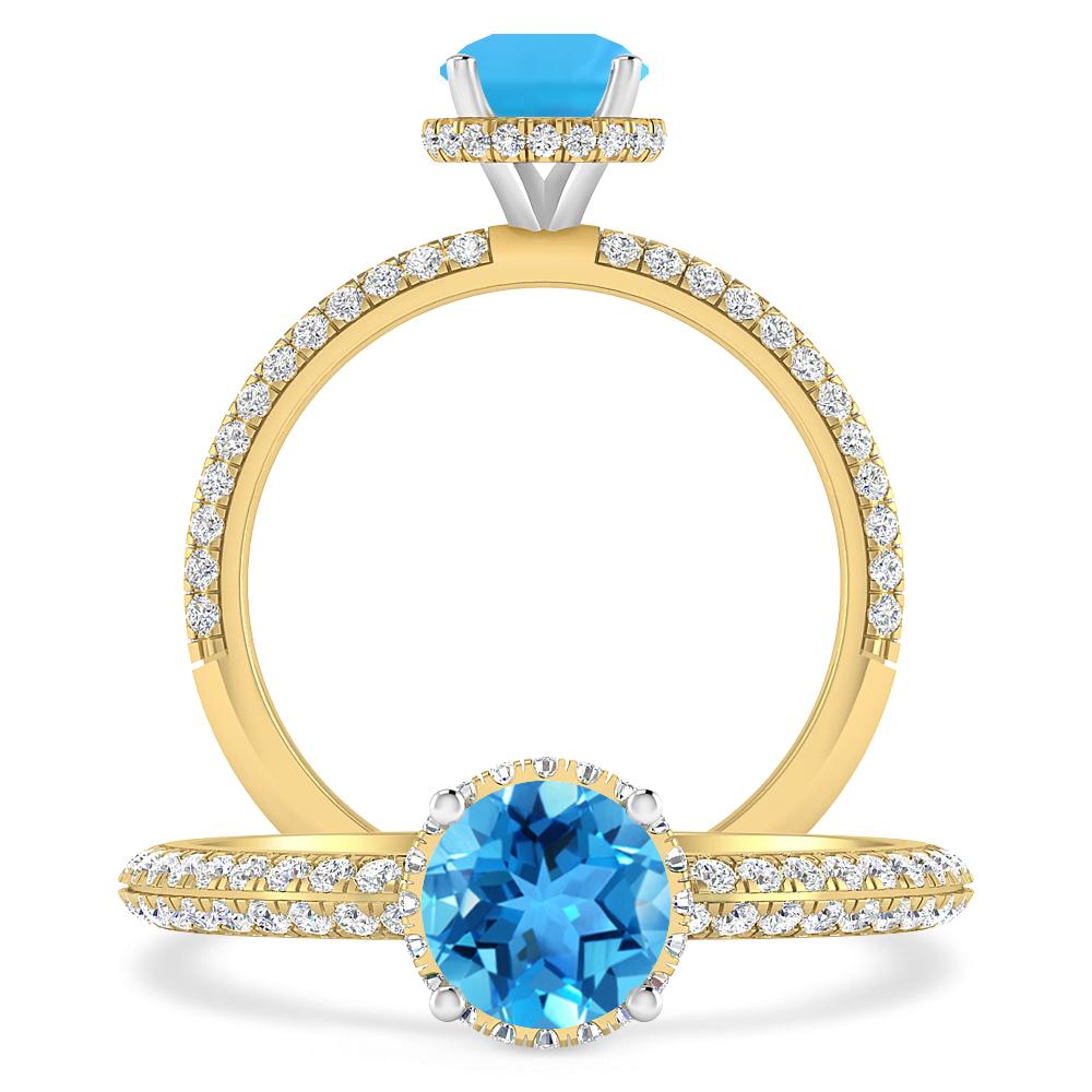 Yellow Gold - Blue Topaz