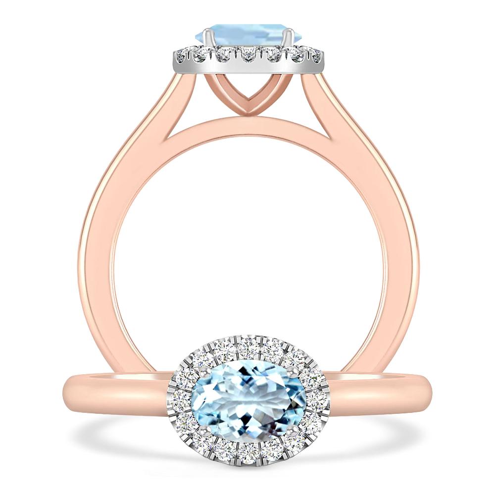 Rose Gold - Aquamarine