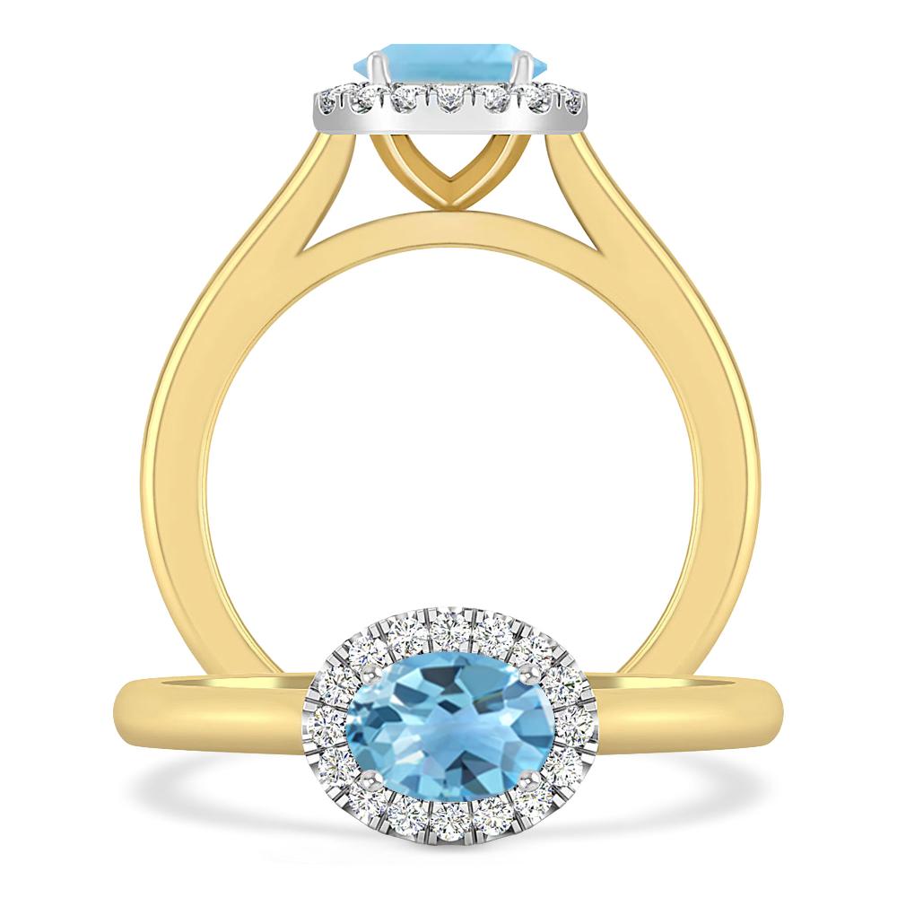 Yellow Gold - Blue Topaz