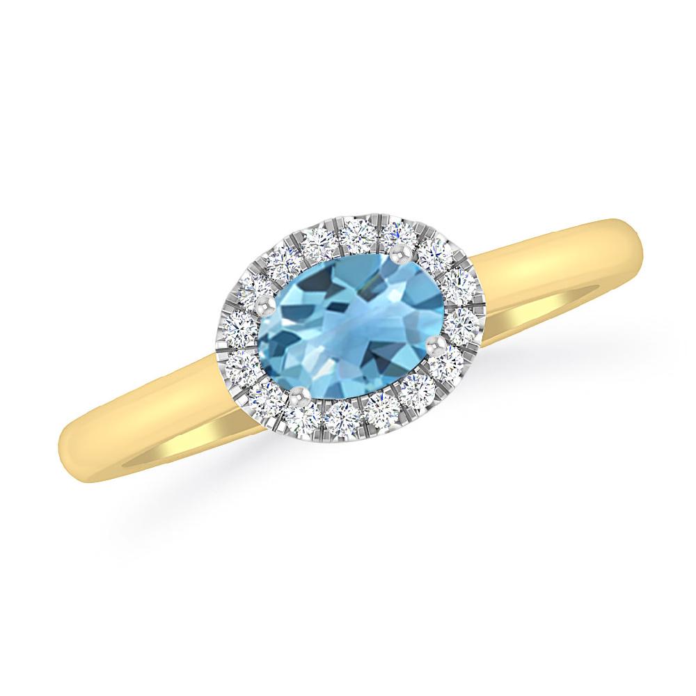 Yellow Gold - Blue Topaz