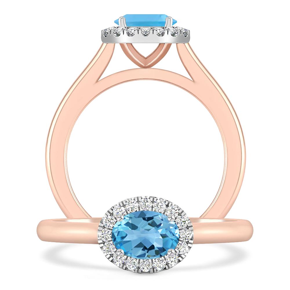 Rose Gold - Blue Topaz