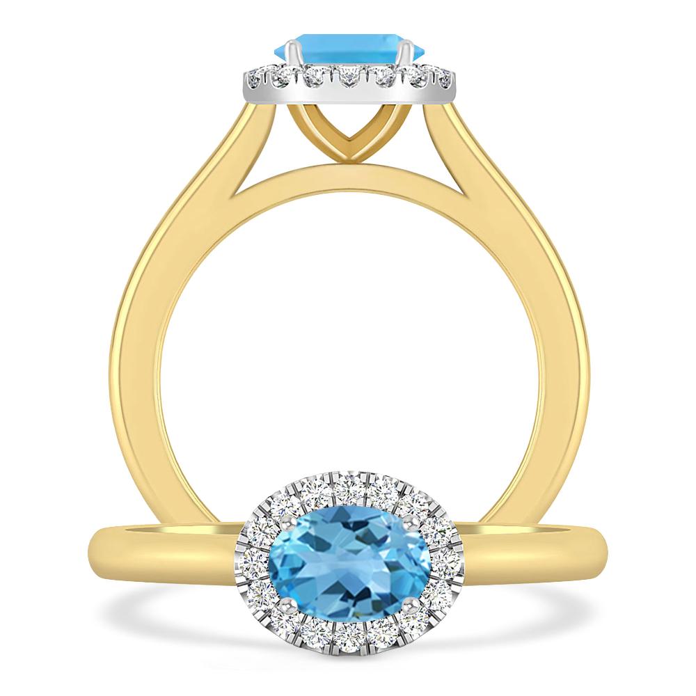 Yellow Gold - Blue Topaz