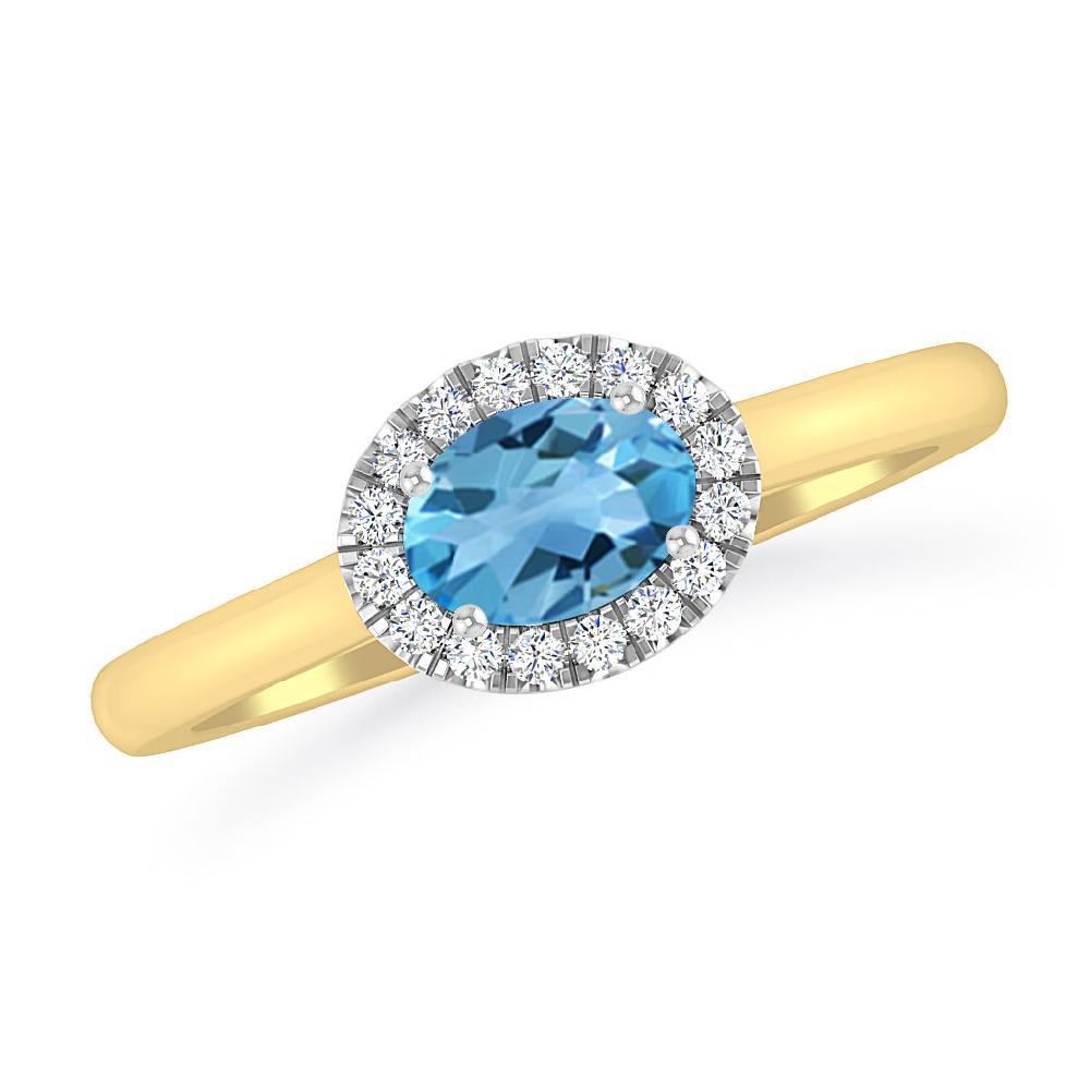 Yellow Gold - Blue Topaz