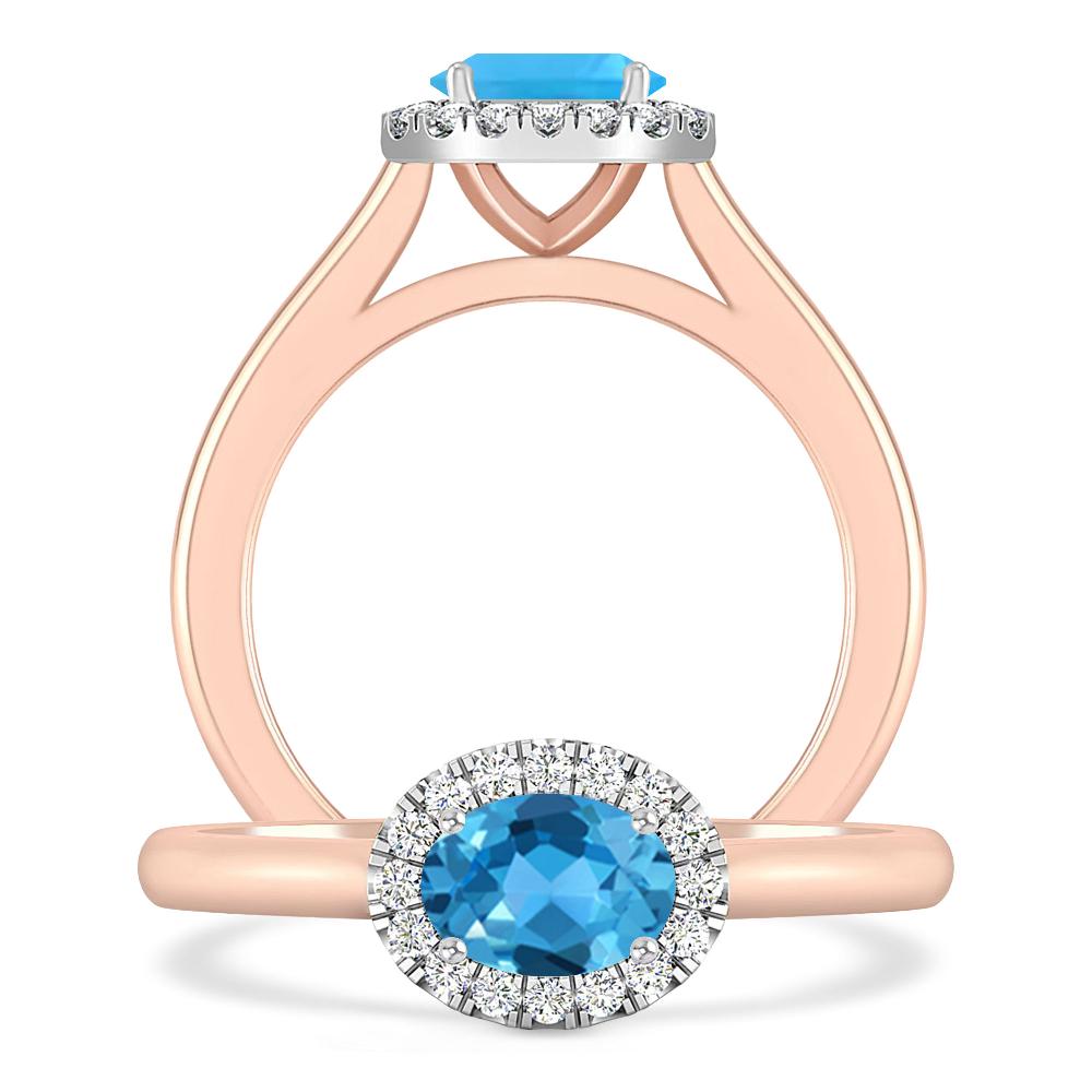 Rose Gold - Blue Topaz