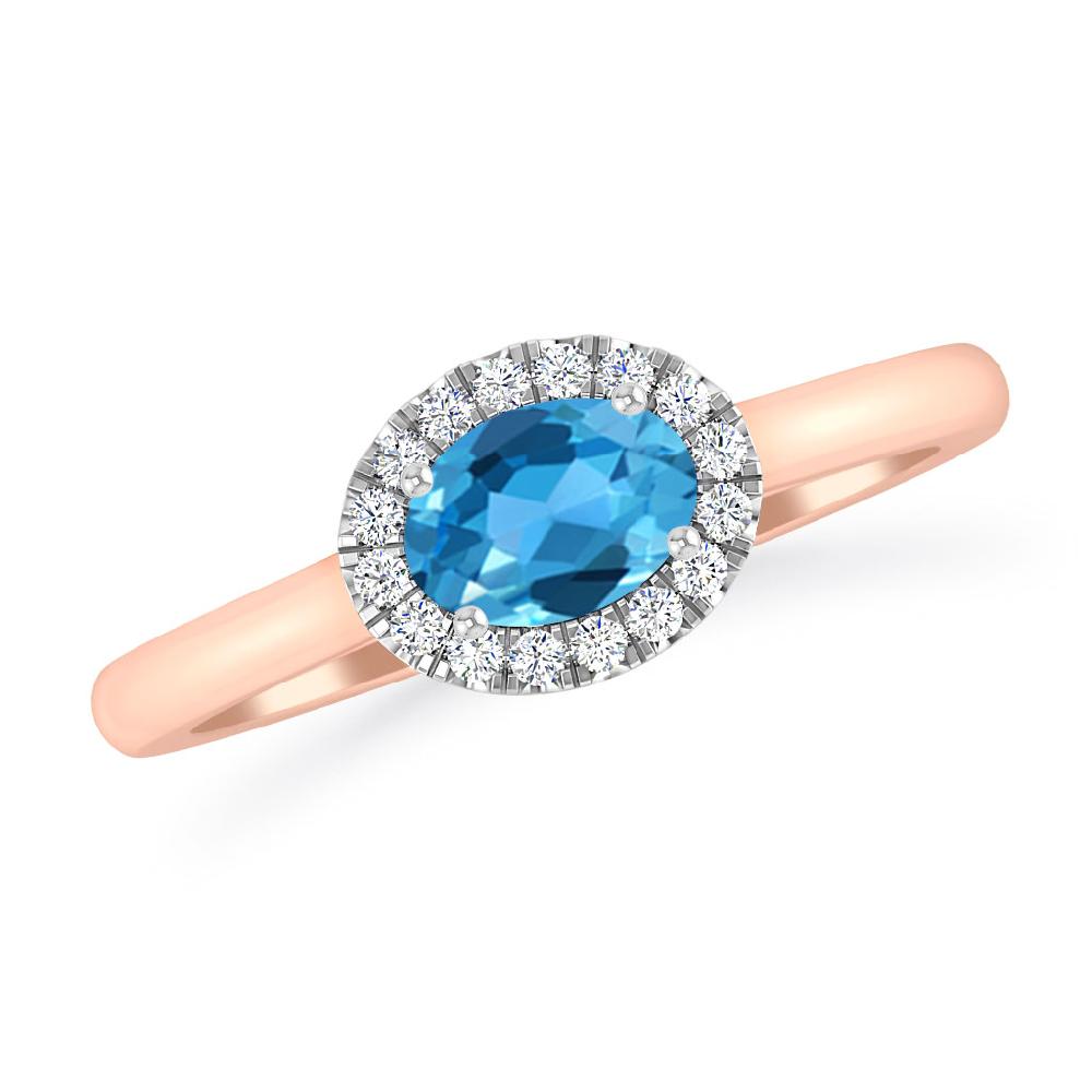 Rose Gold - Blue Topaz