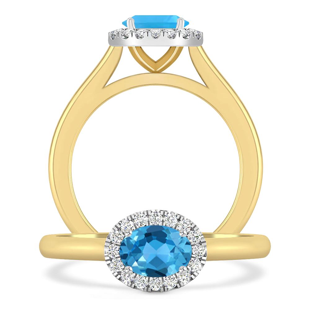 Yellow Gold - Blue Topaz