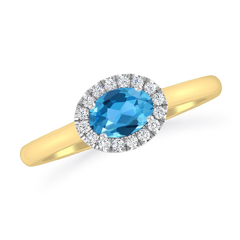 Yellow Gold - Blue Topaz