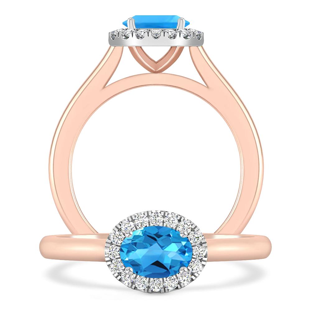 Rose Gold - Blue Topaz