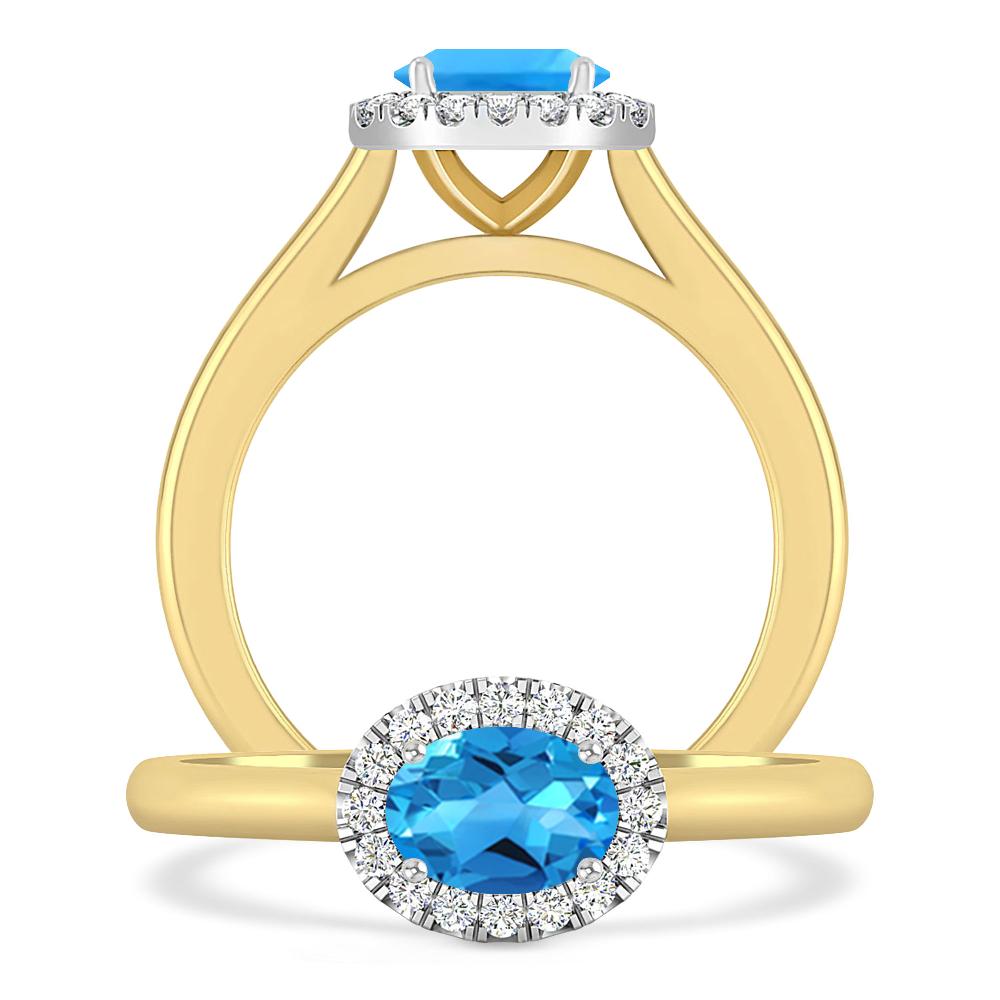 Yellow Gold - Blue Topaz