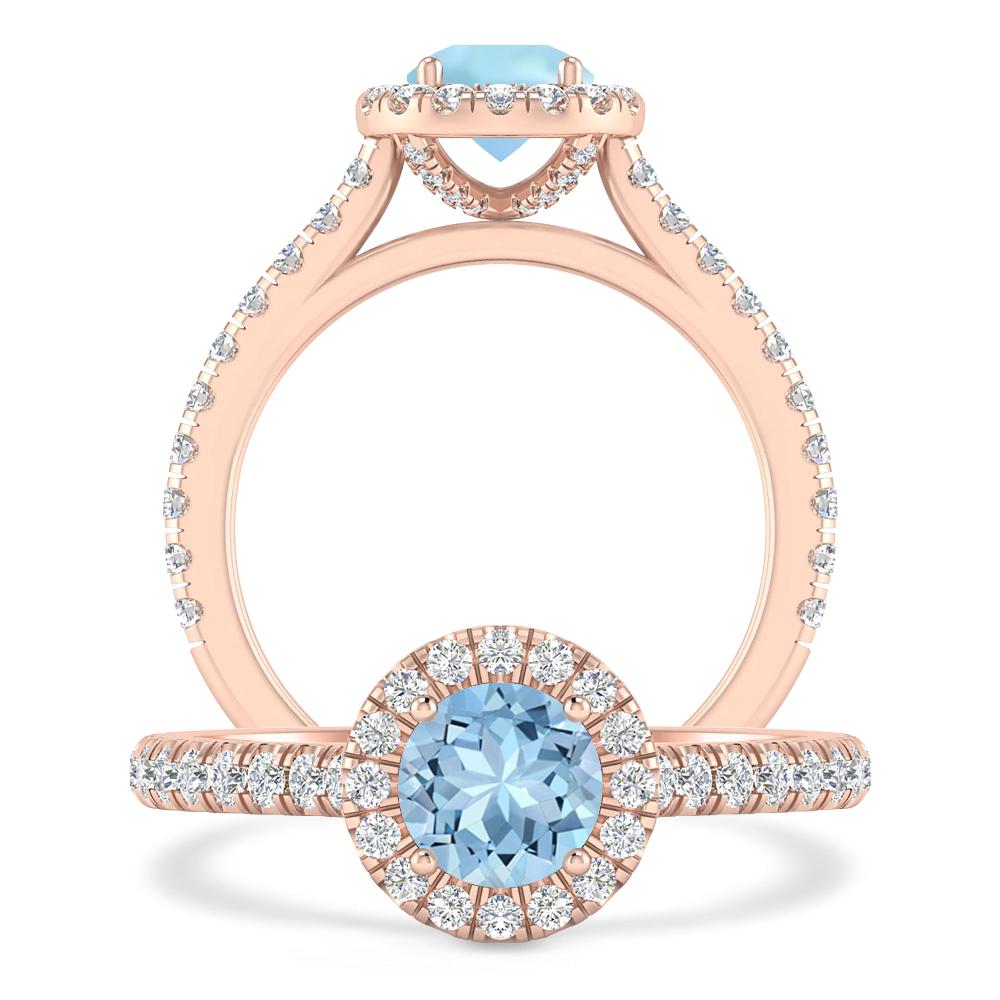 Rose Gold - Aquamarine