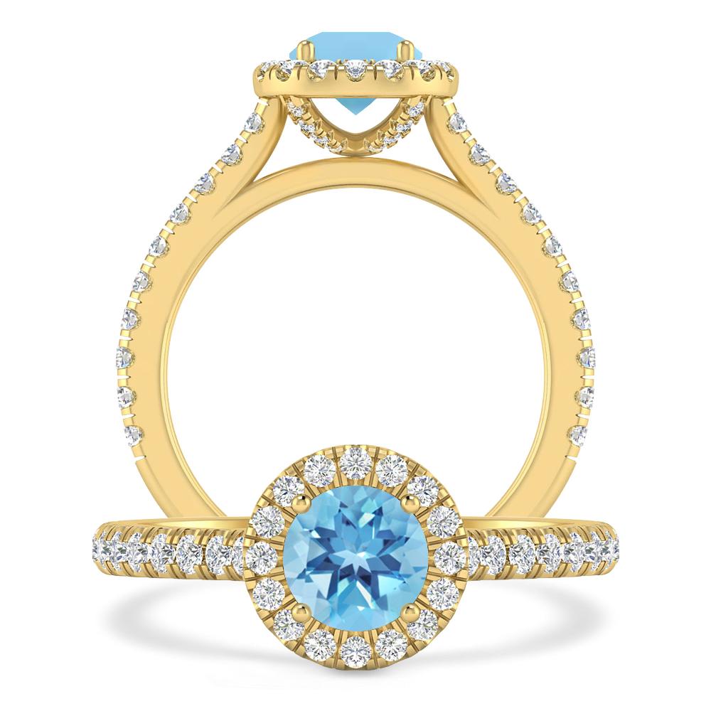 Yellow Gold - Blue Topaz