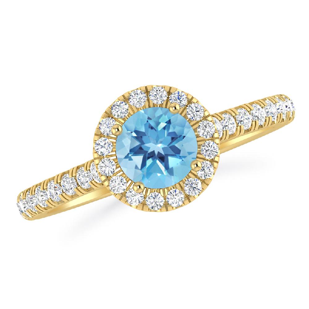 Yellow Gold - Blue Topaz