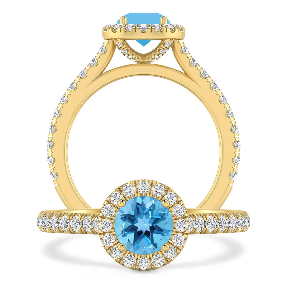 Yellow Gold - Blue Topaz