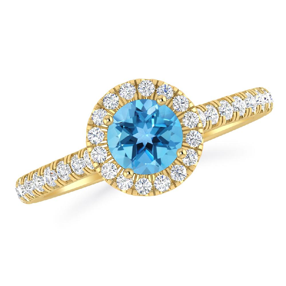 Yellow Gold - Blue Topaz