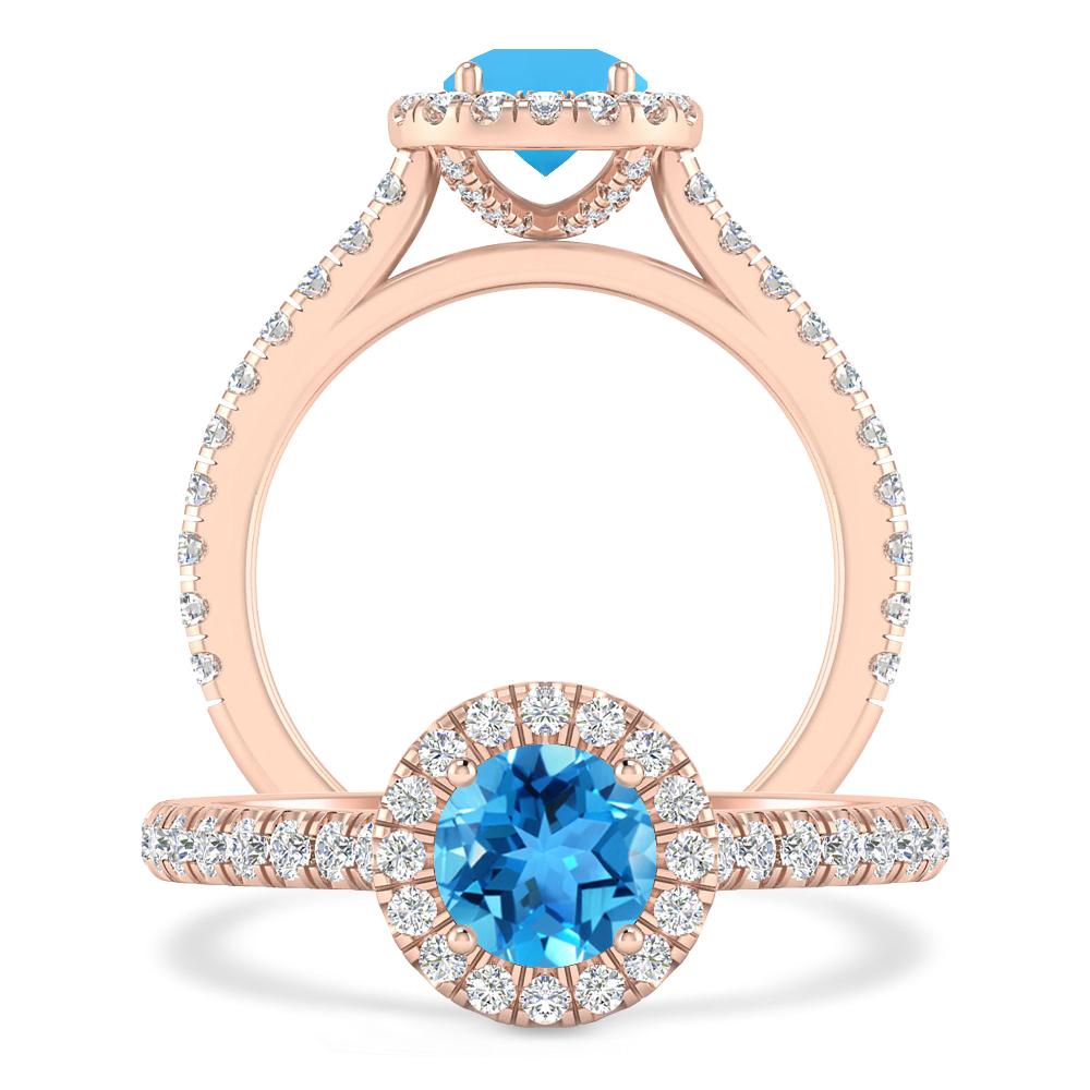 Rose Gold - Blue Topaz