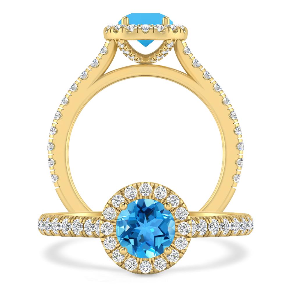 Yellow Gold - Blue Topaz