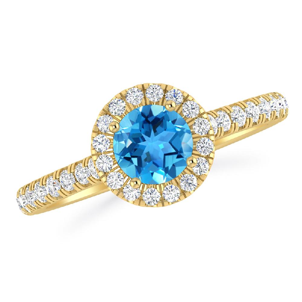 Yellow Gold - Blue Topaz