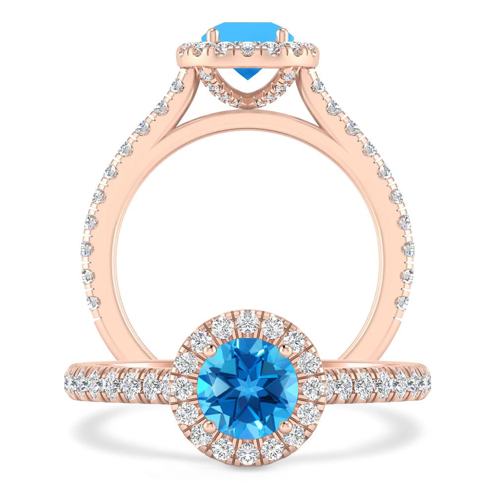 Rose Gold - Blue Topaz