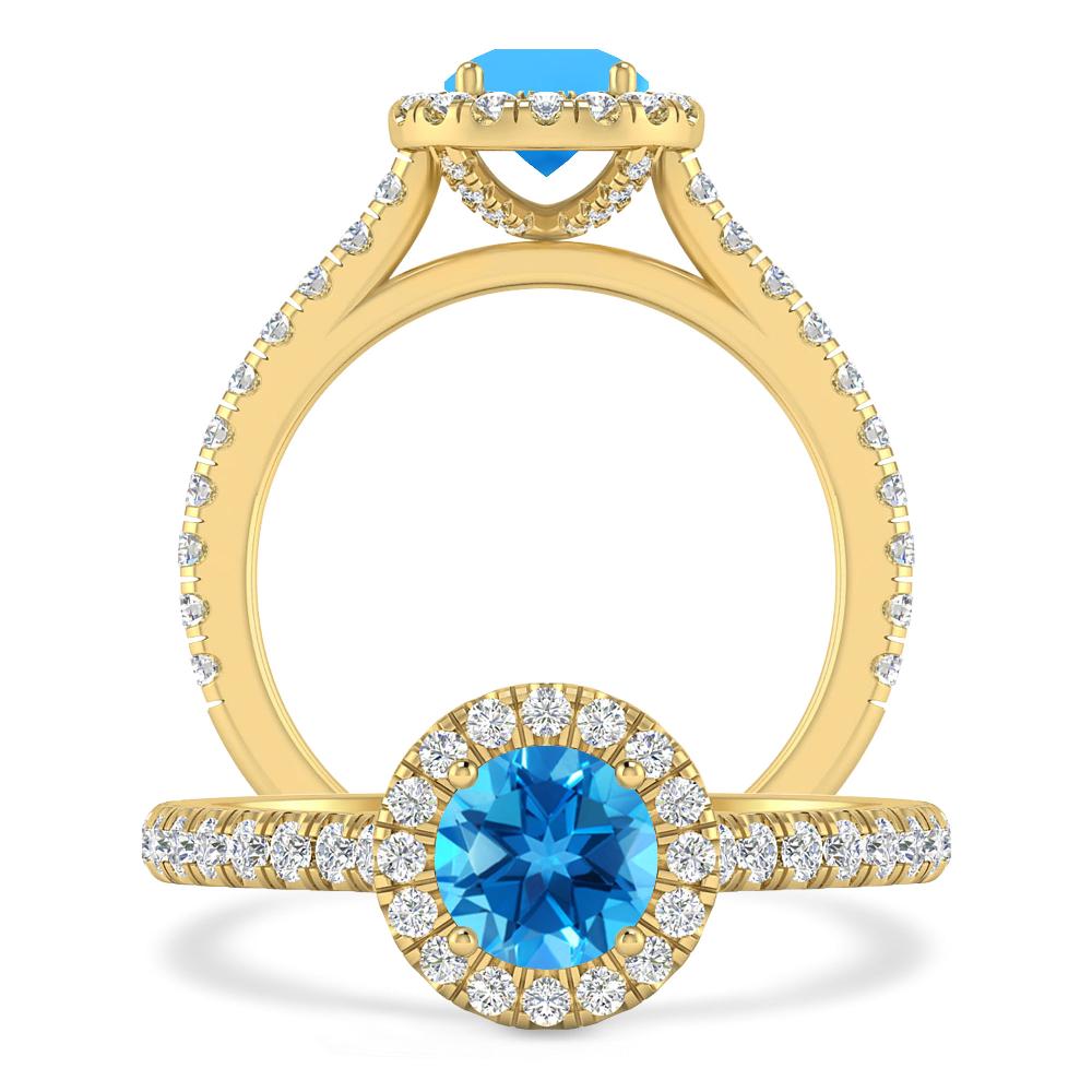 Yellow Gold - Blue Topaz