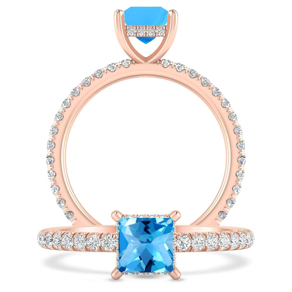 Rose Gold - Blue Topaz