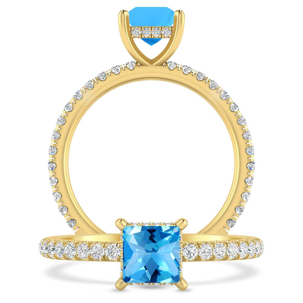 Yellow Gold - Blue Topaz