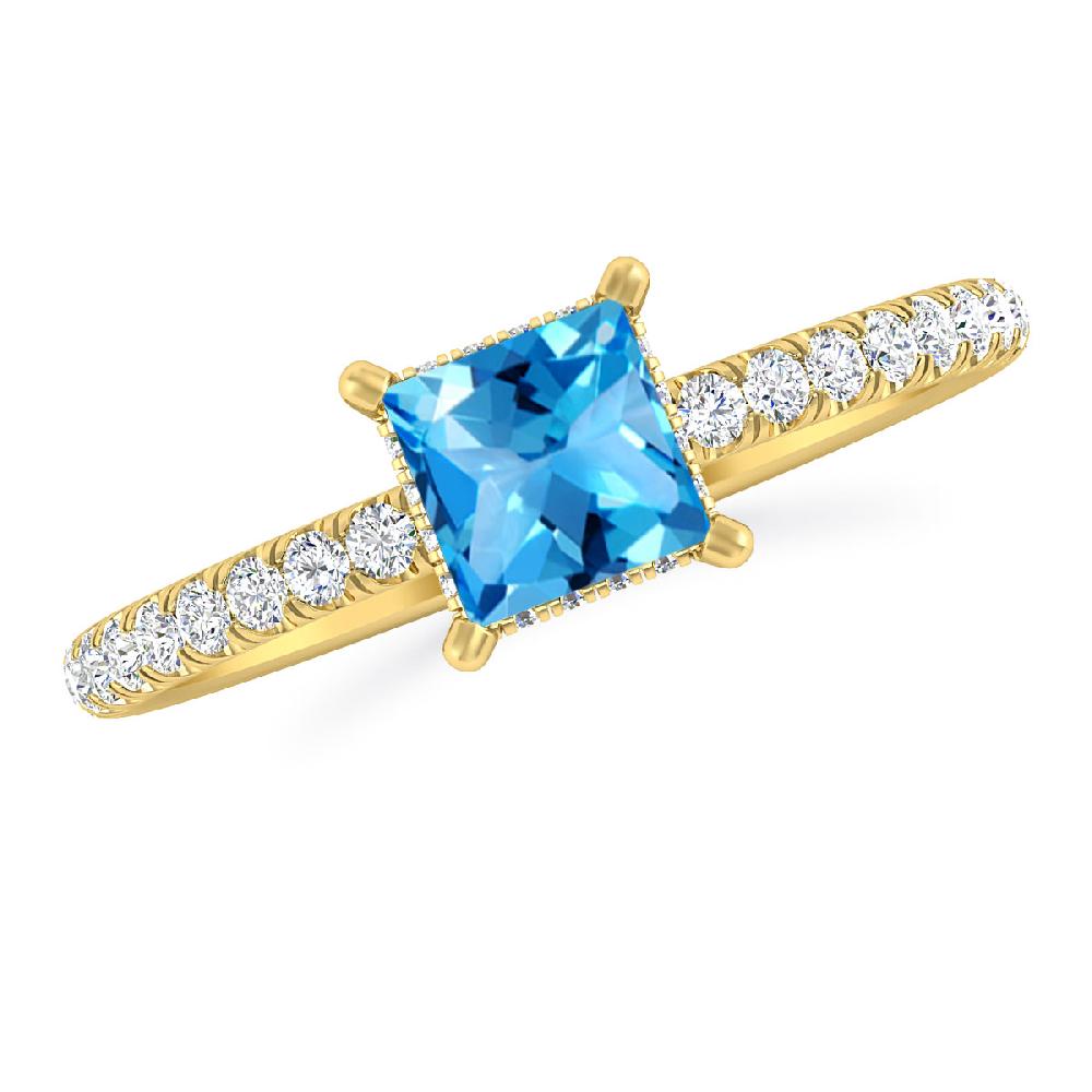 Yellow Gold - Blue Topaz