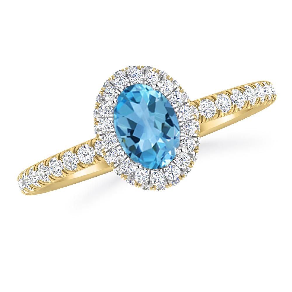 Yellow Gold - Blue Topaz