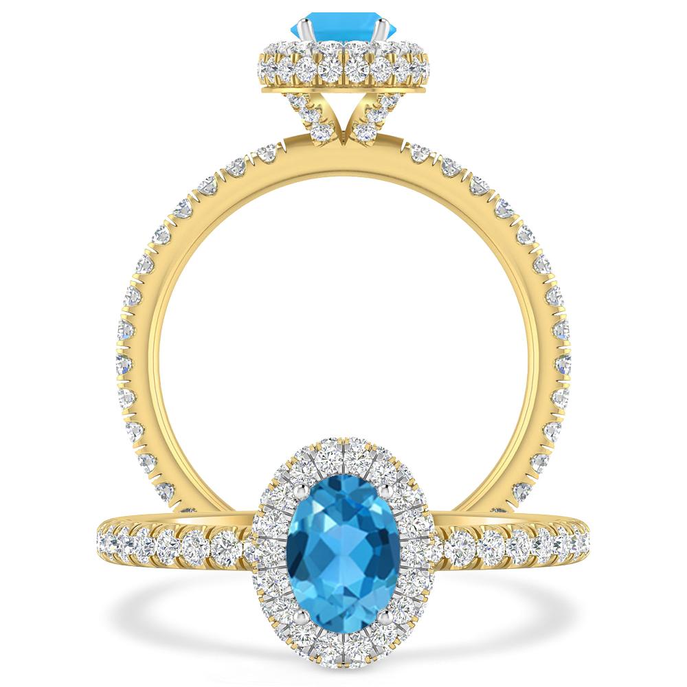 Yellow Gold - Blue Topaz