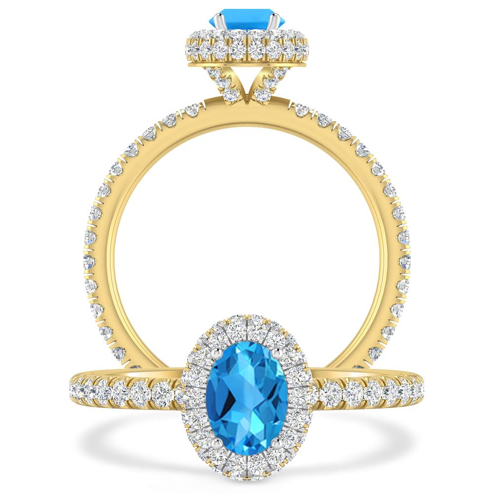 Yellow Gold - Blue Topaz