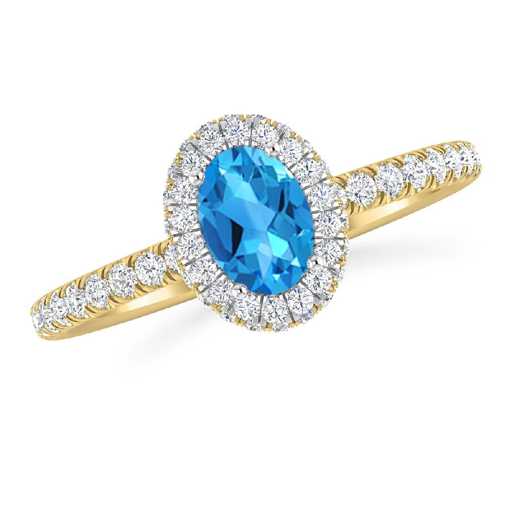 Yellow Gold - Blue Topaz